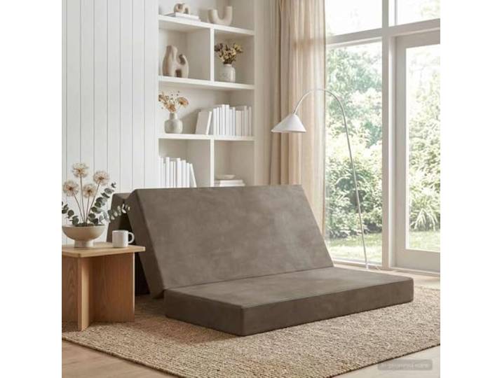 Klappsofa Bett 120 x 67 x 45 cm Hellgrau Polyesterstoff, Schaumstoffpolsterung, manueller Mechanismus, Reißverschlussbezug, faltbare Bauweise