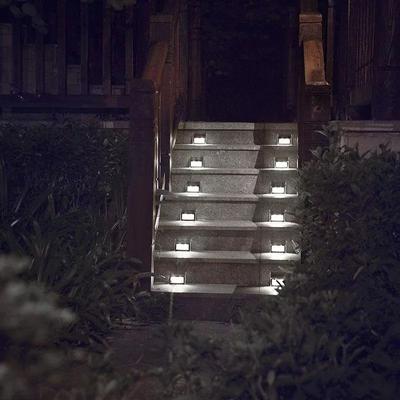 Inspired Living SolarGlow Stainless Steel Solar Fence Lights For Deck Stairs Patio And Garden white 2pcs