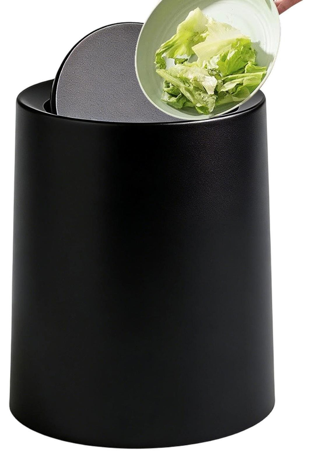 Kleine metalen afvalbak met deksel voor op je bureau