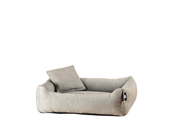 Rohrschneider Kuschelsofa für Hunde, Recycelter Polsterstoff, Grau oder Rosa, versch. Größen, Abnehmbarer Bezug, mit Innenkissen und Dekokissen, Antirutsch-Unterseite (Grau, S: 50x40x15cm)