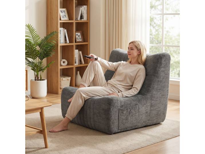 HOMCOM Canapé Papillon Sol Gris 80x90x76cm avec Poches
