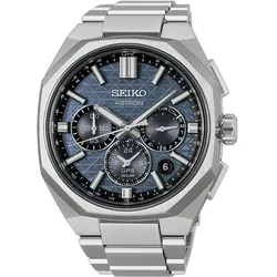Seiko HAB001J1 Astron GPS Solar Herren-Armbanduhr Chronograph Titan/Blau