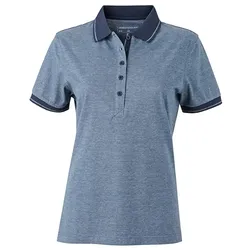 Damen Polo-Shirt Melange "JN705" - M - blue-melange/navy
