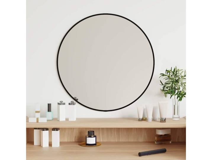 Miroir mural noir Ø 50 cm rond, miroirs décoratifs pour la maison et la chambre