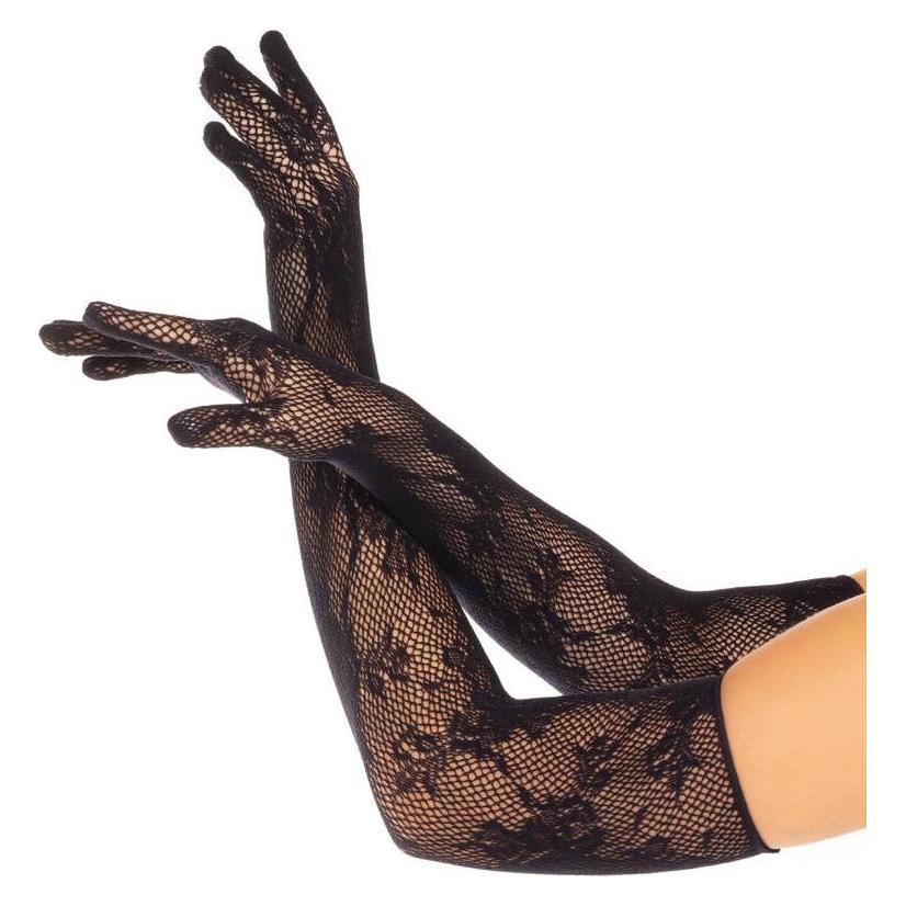 Leg Avenue Handschuhe Mit Roten Blumen, Weiss (D-238616)