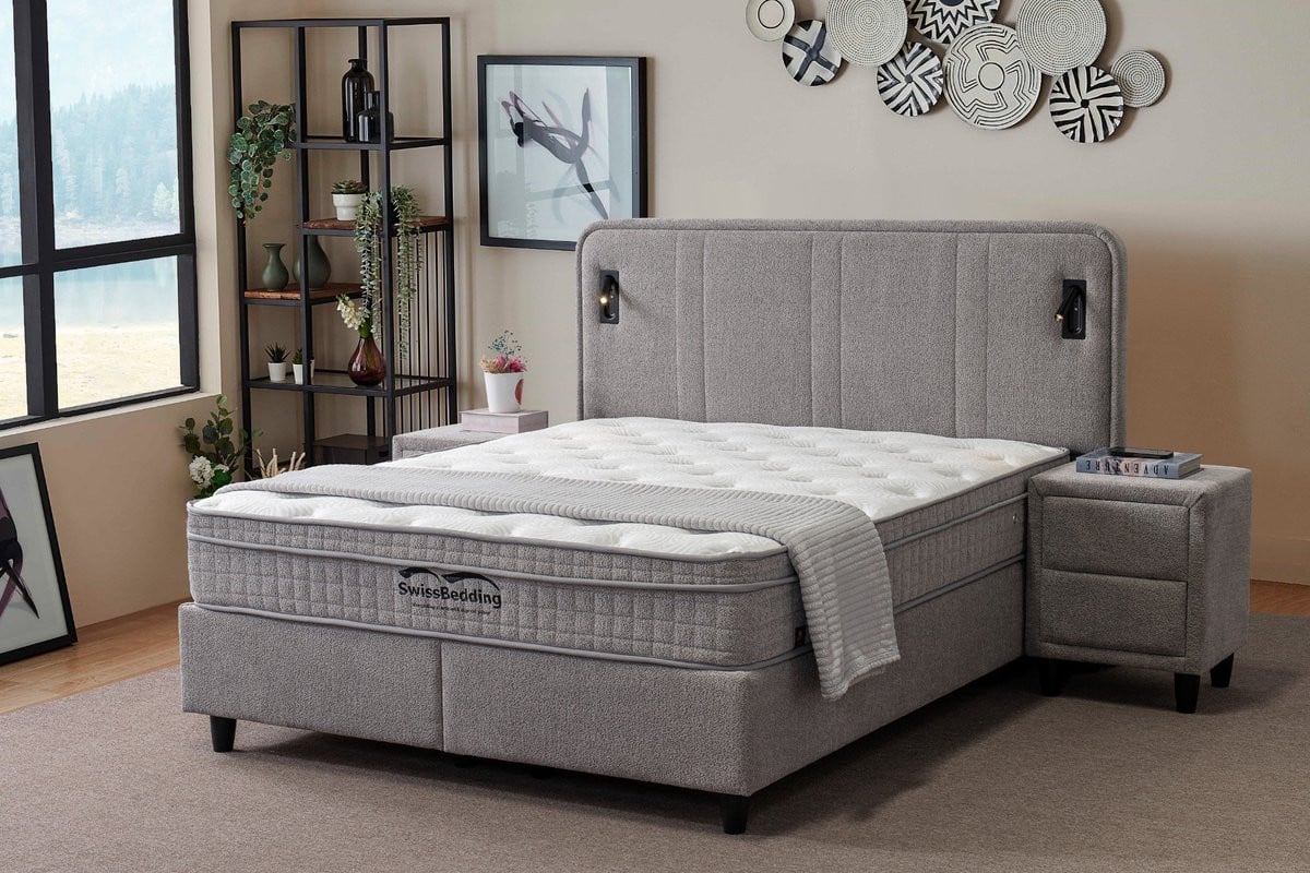 Swissbedding AURA Opberg Boxspring inclusief ergonomische pocketverenmatras en topper, B/D: 160 x 200 cm