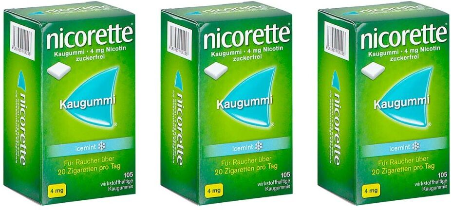 Nicorette Kaugummi Icemint 4 mg Nicotin 3x105stk