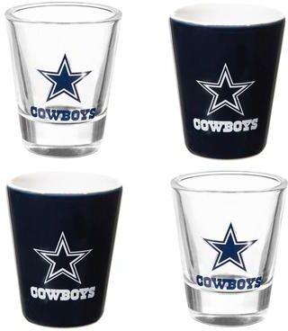 Evergreen 4-Piece Ceramic and Glass 2 oz. Shot Glass Set, Dallas Cowboys