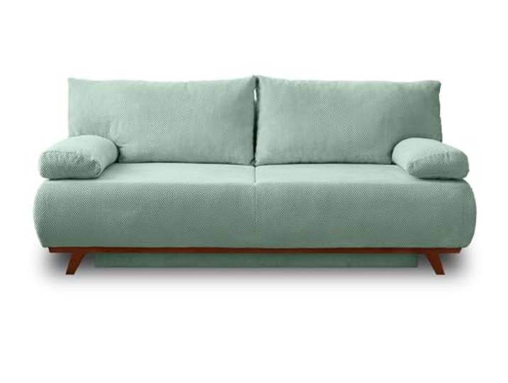 Best Möbel Cristal - 3-Sitzer Sofa - Schlaffunktion und Bettkasten - aus Strukturiertem Samt Blau