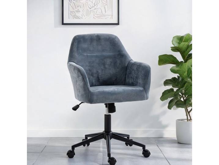 Chaise de bureau en chenille classique bleue réglable en hauteur et basculante design contemporain