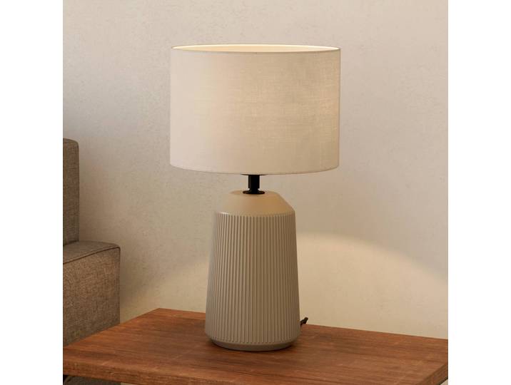 EGLO Tischlampe Capalbio, creme / amber, Keramik, Tischlampe