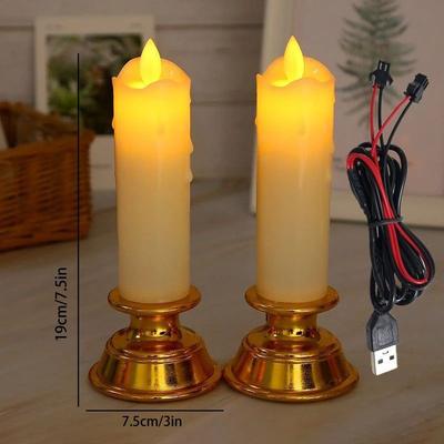 Uplift Treasures USB Plug In LED Flickering Flameless Candle Light white Usb 2pcs