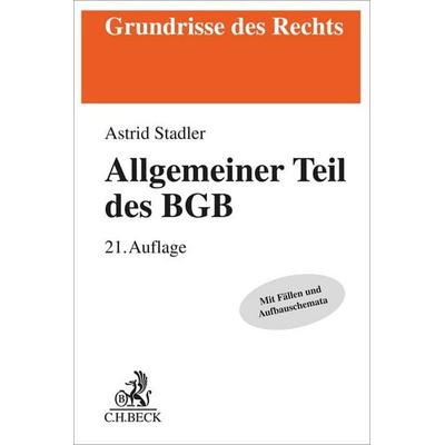 Allgemeiner Teil des BGB, Taschenbuch von Bernd Rüthers,Astrid Stadler, C.H. Beck
