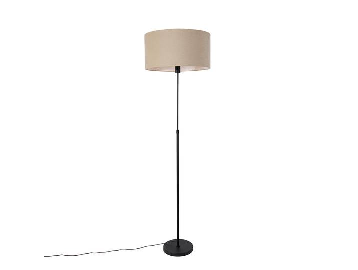 Lampadaire noir réglable avec abat-jour marron clair 50 cm -