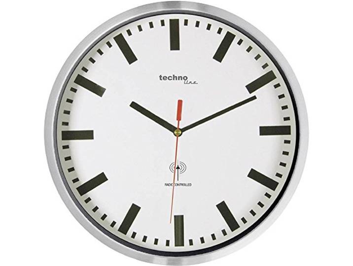 Technoline WT 8990 – große Funkwanduhr im Bahnhofsdesign mit integriertem Nachterkennungs-Sensor, Silber