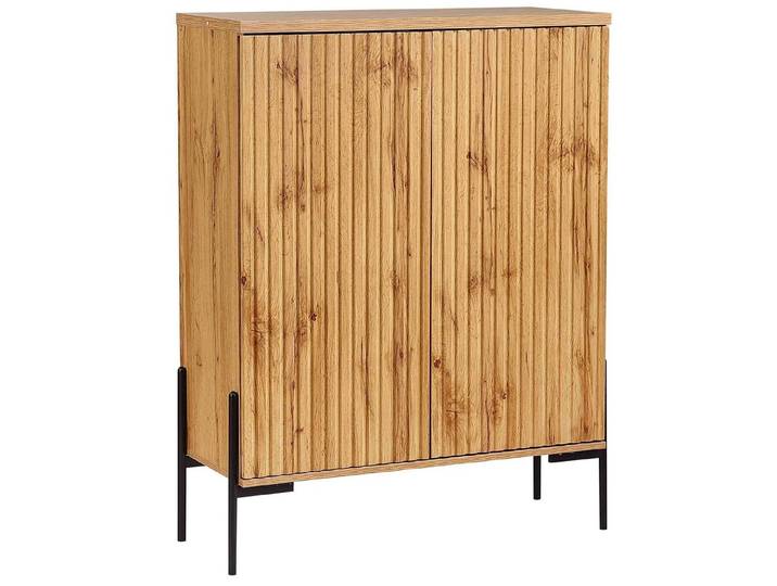 loft24 Highboard Cesar, Schrank mit 2 Türen, Mehrzweckschrank, Eiche Optik, Metallbeine