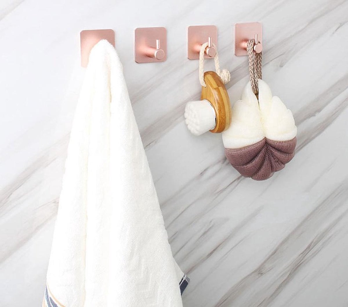 Heble Handdoekhaakjes Zelfklevend - Set van 5 - Roze - Voor Badkamer of Keuken