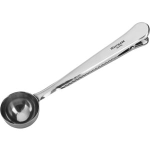 Westmark Kaffeelot 15382270, silber, aus Edelstahl, 17,6 cm, Dosierlöffel mit Verschlussklemme, für 6 g