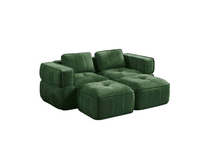 Flora Grace Sofa 198/162/67 cm in Grün aus Polyester mit modularer Flexibilität, Kunststoff, 162x67x198 cm, Wohnzimmer, Sofas & Couches, Sofas
