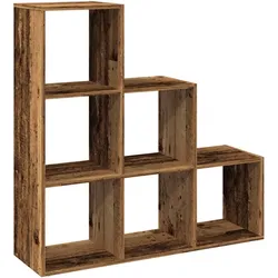 vidaXL Raumteiler-Bücherregal 3 Etagen Altholz-Optik 99x29x99 cm