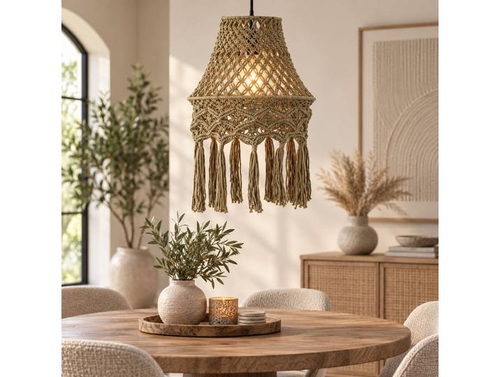 Hanglamp Milley Green cotton macrame
