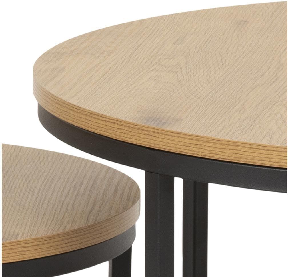 Beistelltisch AC DESIGN "Spiro Ø 80/ 50 cm, 2 Stück, Nature/Schwarz", beige (nature, schwarz), B:80cm H:33cm T:50cm, Tische, Beistelltisch nature, schwarz B/H/T: 80cm x 33cm x 50cm