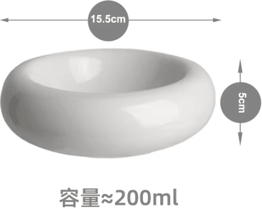 Inspire Picks Donut Shaped Ceramic Cat Bowl With Non Slip Anti Tip Design white