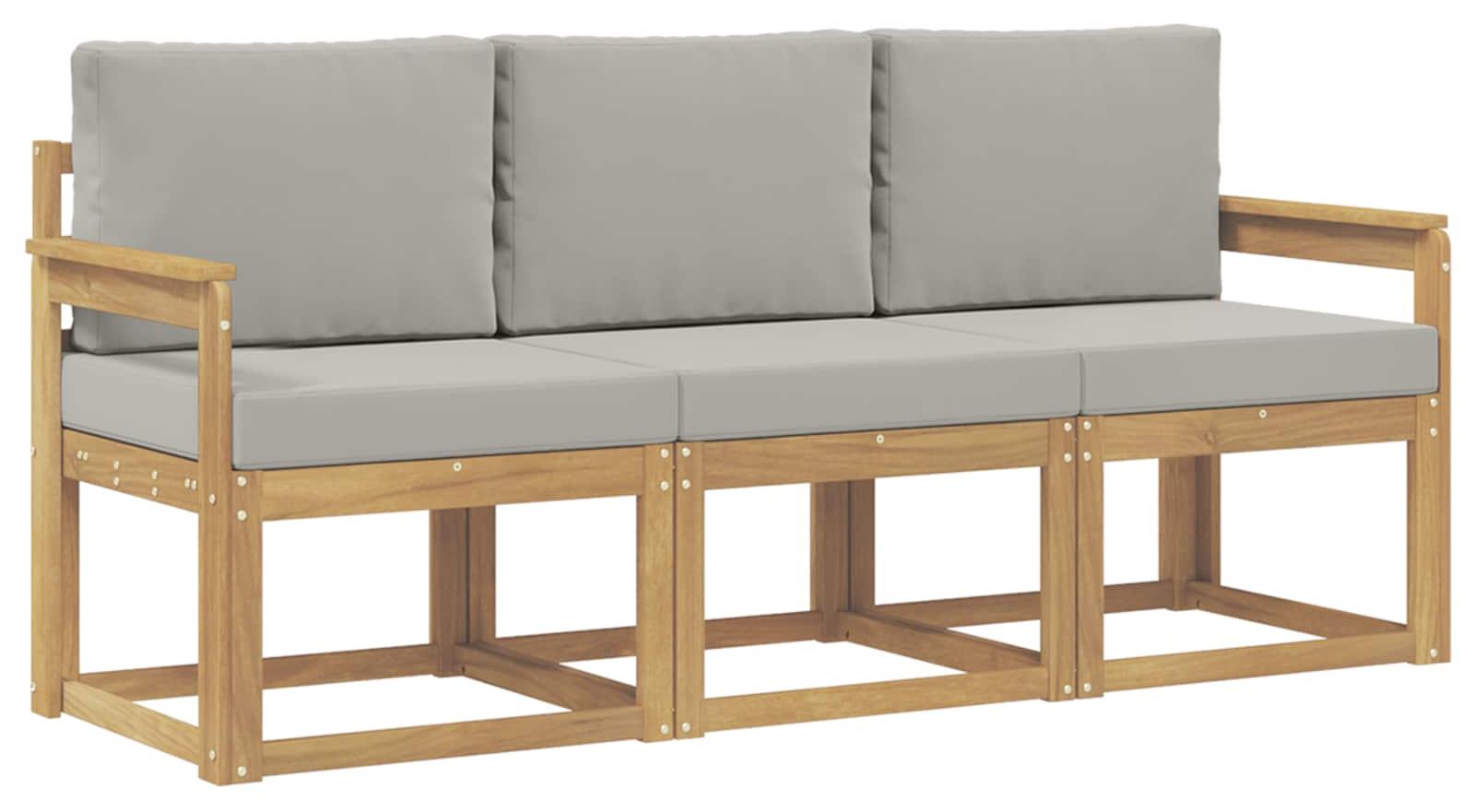Garnitur aus drei Outdoor-Sofas, weiß und hellgrau