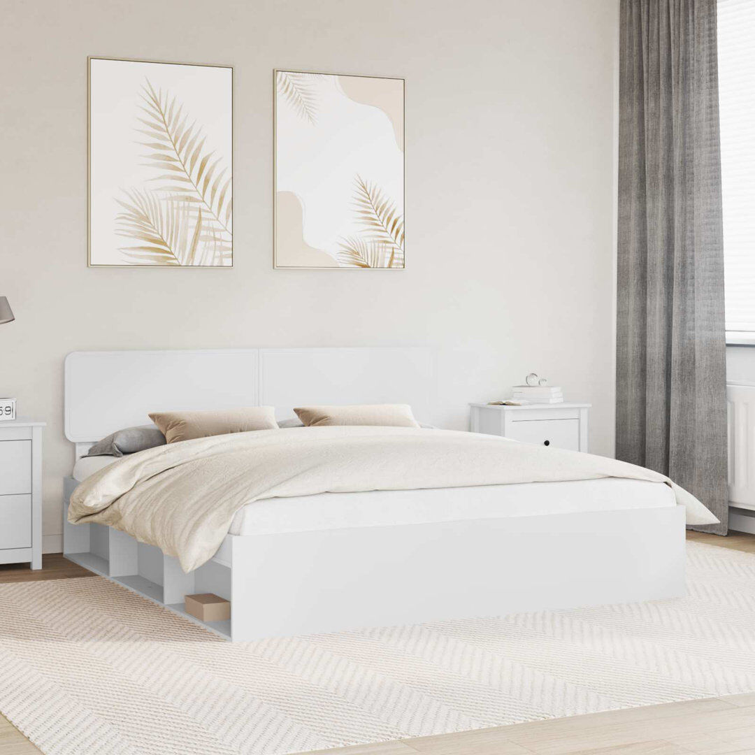 Latitude Run Solid Wood Bed Frame White 180 x 200cm