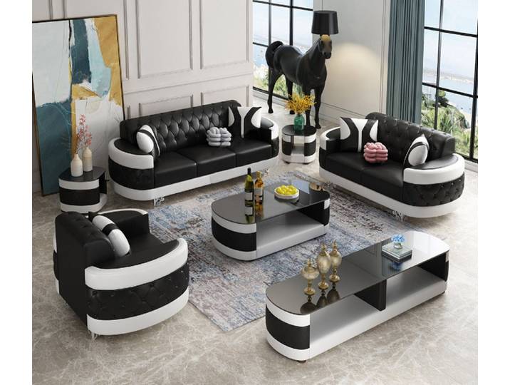 Xlmoebel Polstergarnitur Wohnzimmermöbel-Set in Holzoptik mit Couchtisch und Sideboard, (Wohnzimmermöbel-Set, 4-tlg., Wohnzimmer-Set), Hergestellt in Europa