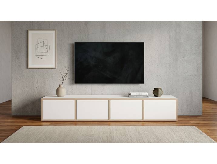 Breites Lowboard für TV - TV-Sideboard mit vielen Optionen Multiplex Multiplex Weiß