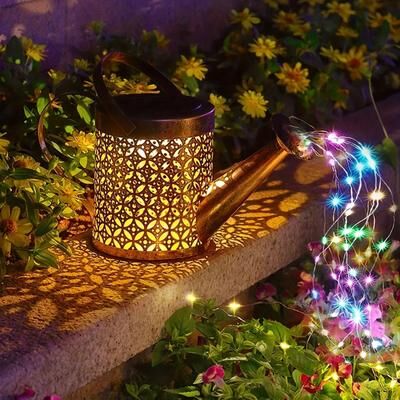 Uplift Essentials Iron Solar Lantern Outdoor Decorative Garden Light kettle Colourful