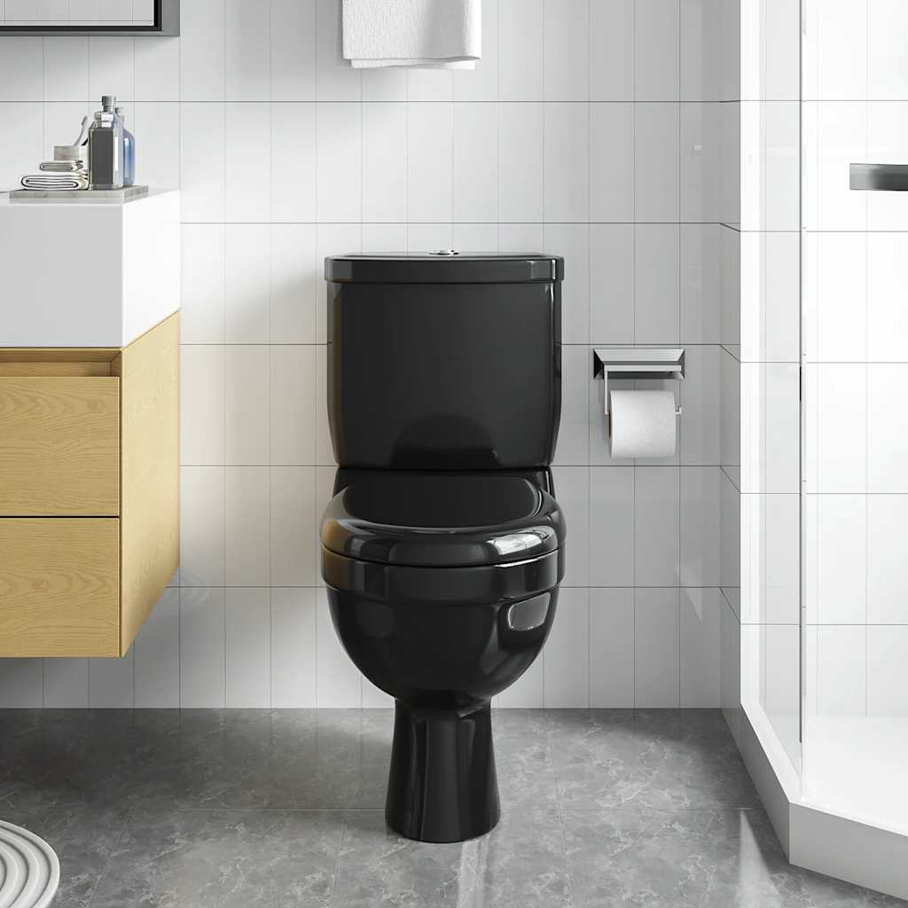 vidaXL Toilette avec réservoir Noir
