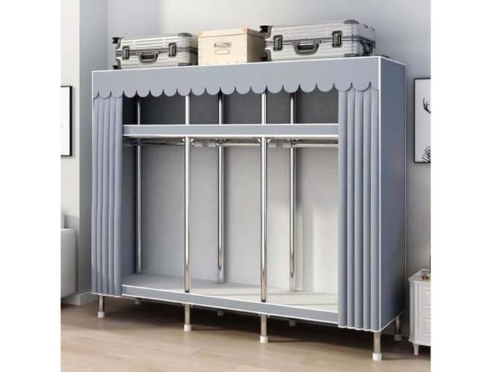 Tragbarer Kleiderschrank, 1 Stück, stehend, tragbar Strapazierfähiges Polyester-Baumwollgewebe, wasserdicht und waschbar. Stahlstangen. Einfache Montage. Schlafzimmer 001