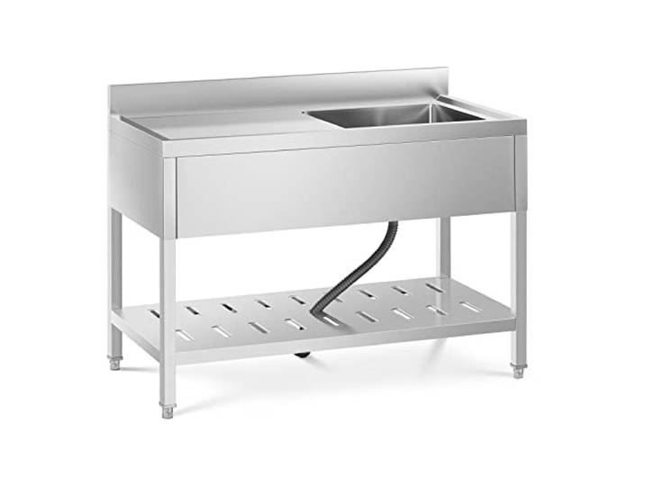 Royal Catering RCSSS-120X60-S Spültisch Spülbecken Edelstahlspüle Gastrospüle mit Regal Edelstahl 49 x 42 x 24,5 cm
