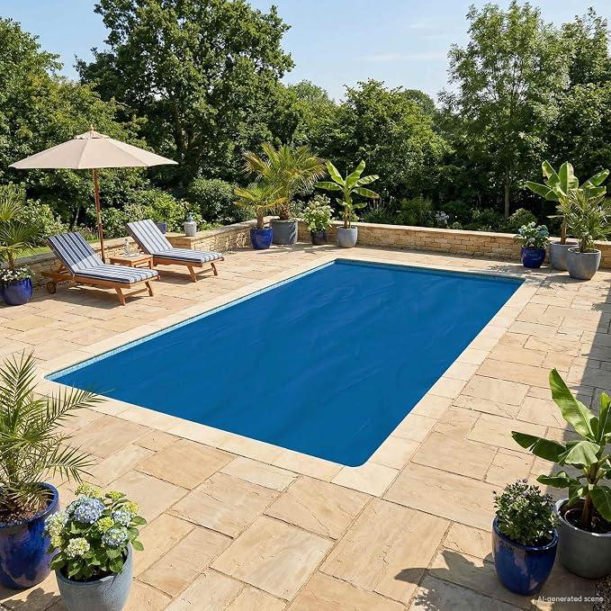 Solar Poolabdeckung PE mit Luftkammern, 800 x 500 cm, quadratisch Poolplane für Schwimmbad, Schmutzschutz und reduzierte Verdunstung