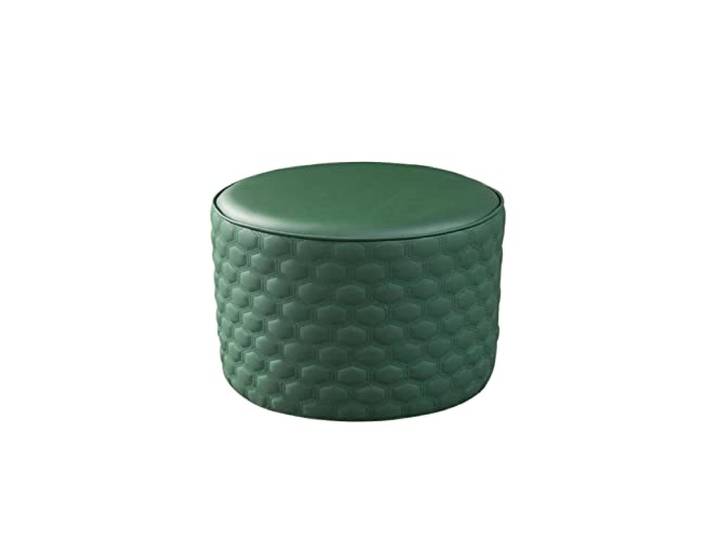 IXMLDAXD Der Stuhl, Round Leather Foot Stool Ottoman - Versatile Footrest for Living Room, Bedroom, and Balcony Stylish Shoe Change in Brown(Green,36x26cm)