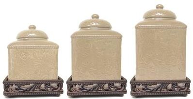 HiEnd Accents Savannah Canister & Base Set, 3PC