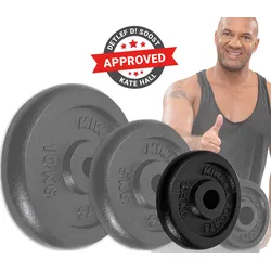 Miweba Sports Hantelscheiben HSG25, 4x 2,5 kg Hantel-Gewichte, passend für Ø 30mm, Set, Gusseisen