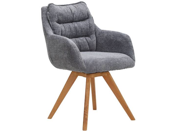 Armlehnstuhl, Blau & Braun, 59x86x69.5 cm, Holz & Textil, Drehbar, Linea