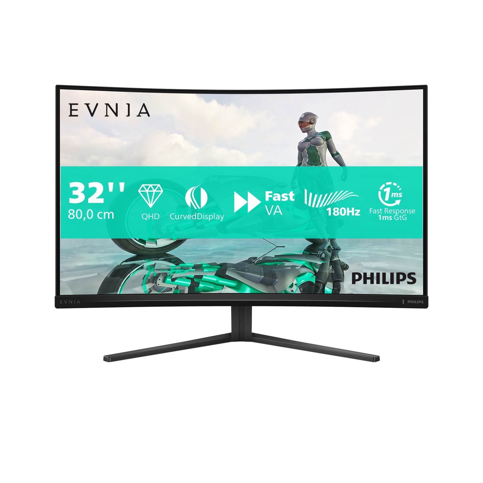 Philips Evnia 32M2C3500L 31.5 Zoll WQHD Curved Fast VA LED 16:9 180 Hz Gaming Monitor 32M2C3500L/00