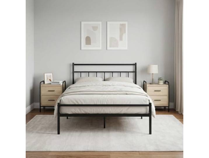 LMTYOENFG Nachttisch 2er Set Sonoma-Eiche 40x30x50 cm Beistelltisch Schlafzimmer-Ablage mit 2 Schubladen, stabilem Stahlrahmen und seitlichen Griffen fuer leichtes Umstellen im Alltag.
