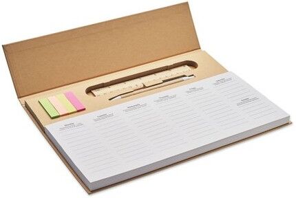 Agenda Hebdomadaire Personnalisé de Bureau MEMWEEK papier beige