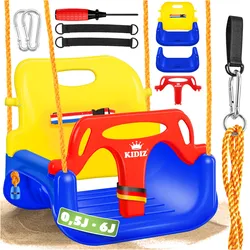 KIDIZ® Babyschaukel Kinderschaukel 3 in 1 Babysitz verstellbar Mitwachsend Schaukelsitz Gartenschaukel für Baby Kinder mit Rückenlehne und Anschnallgurt belastbar bis 100kg Indoor Outdoor