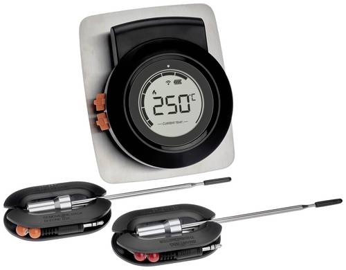 TFA Dostmann 14.1513.01 Grill-Thermometer Alarm, Kabelsensor, Kostenlose App, Überwachung der Kerntemperatur Burger, Rind, Kalb
