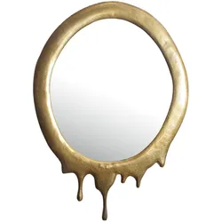 KADIMA DESIGN Wandspiegel 50x71 cm Metall Design Hängespiegel Gold, Aluminium Dekospiegel Oval mit Rahmen, Spiegel Wand Groß, Flurspiegel Garderobenspiegel