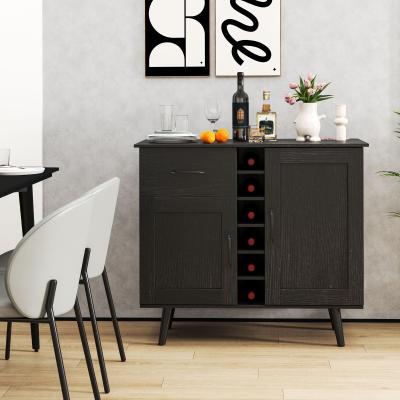 Lirago Modern Wine Bar Buffet Cabinet with 6-Bottle Wine Rack