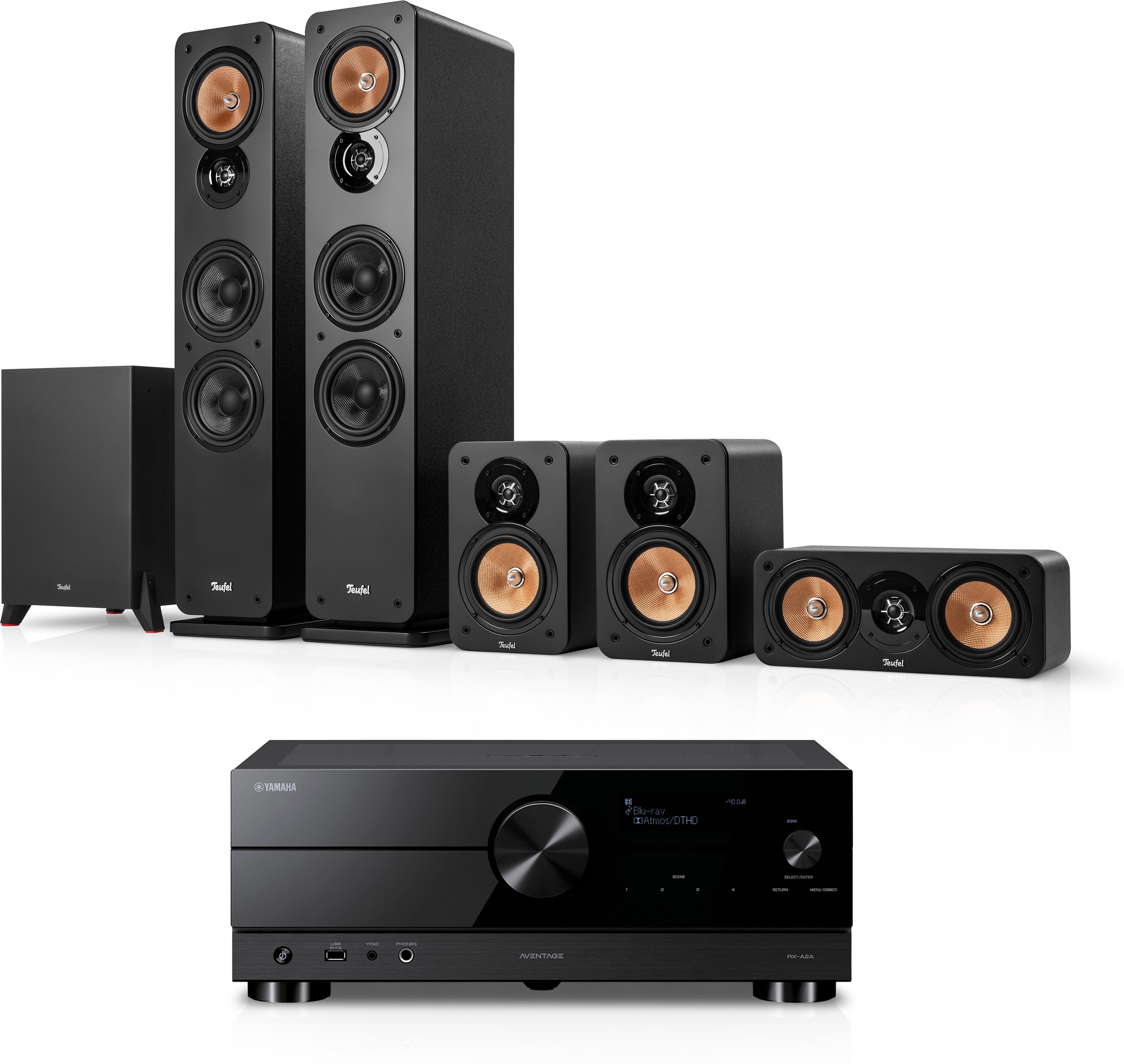 Teufel ULTIMA 40 Surround + Yamaha RX-A2A  Schwarz