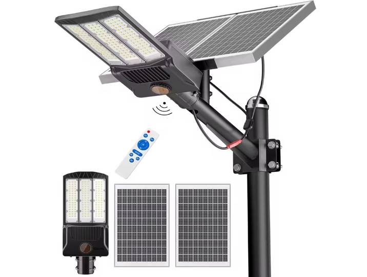 Lampadaires solaires 9000W 480000LM pour parking commercial, éclairage crépusculaire, projecteurs de sécurité solaires 6500K pour routes et jardins