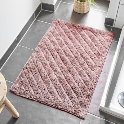 Badematte ANDIAMO "Havanna, 50xca. 80 cm, Badvorleger, Badezimmer Teppich", rot (rostrot, gestreift), H:7,5mm, Baumwolle, Polyester, Badematten, Badematte, Badteppich, Uni Farben, Hoch-Tief Effekt, verschiedene Designs